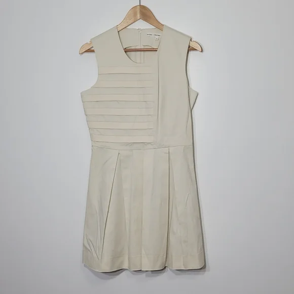 & Others Stories Ivory Cotton Pleated Bottom Pockets Business Zipper Back Sz 40 - Picture 2 of 13